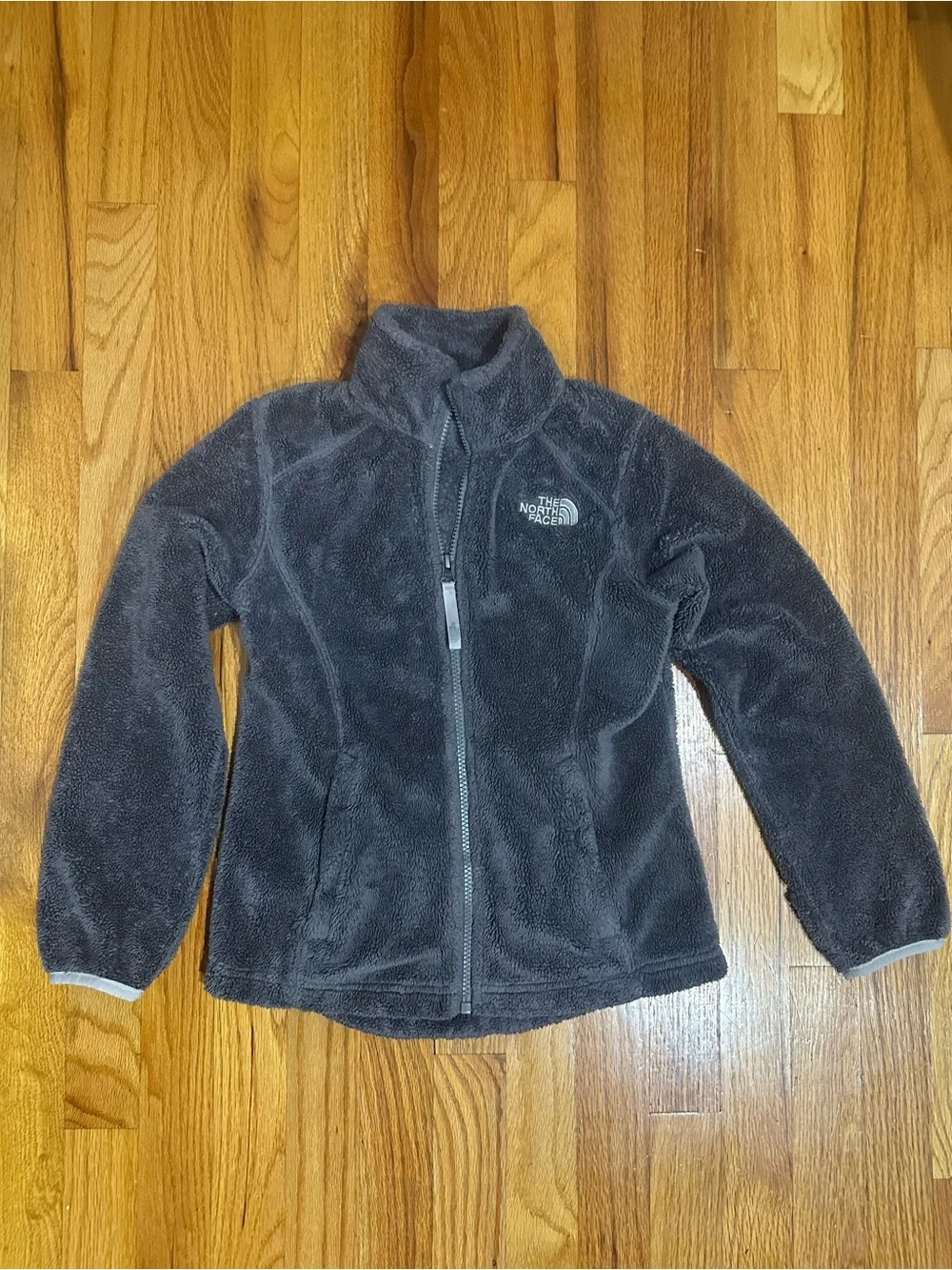 The North Face Grey Sherpa Full-Zip Jacket Girls S (7/8)